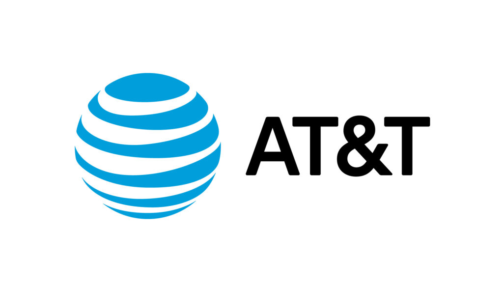 AT&T’s logo: a stylized globe with blue horizontal swishes