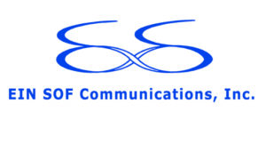 The dark blue words EIN SOF Communications, Inc. appear under a stylize infinity sign that form the letters E and Ss.